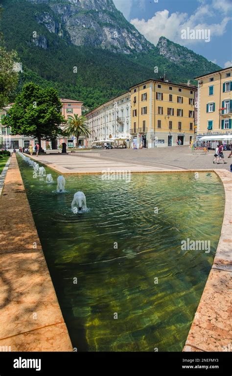 Water Feature In The Lakeside Town Of Riva Del Garda Lake Garda Italy