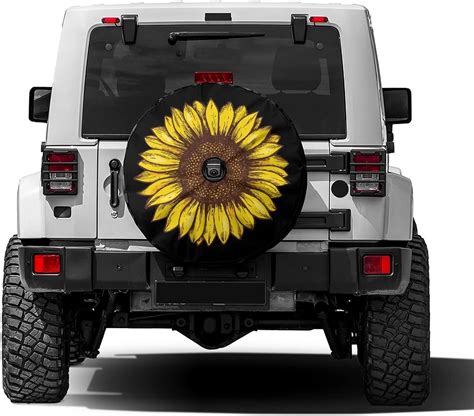 Foruidea Retro Sunflower Spare Tire Cover With Backup