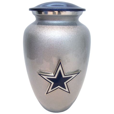 Dallas Texas Star Classic Vase Cremation Urn Shown With 3D Solid Metal