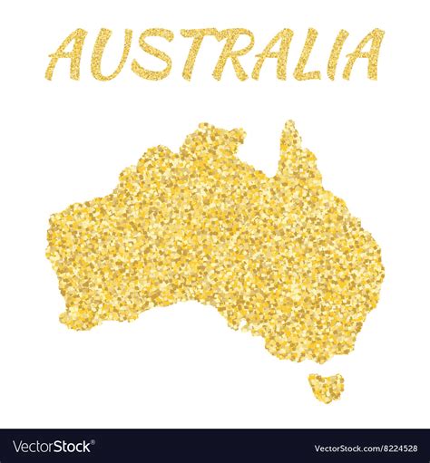 Map of Australia in golden With gold yellow Vector Image