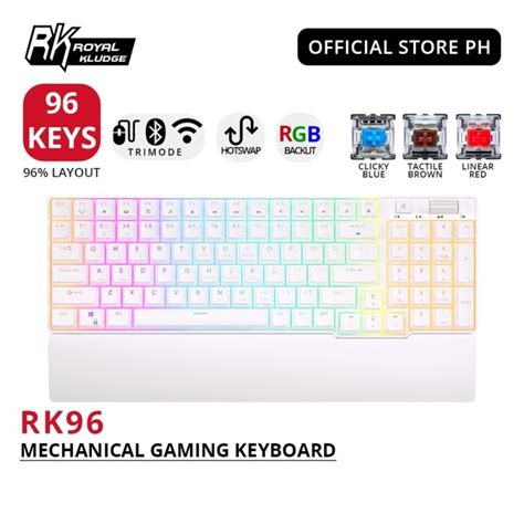 Rk Royal Kludge Rk96 Wireless Bluetooth Wired Mechanical Keyboard Trimode Hot Swap White Lazada PH