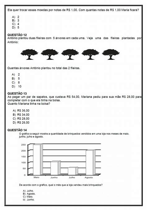 Avaliacao Diagnostica Matematica Para O 4 Ano 4 Matemática