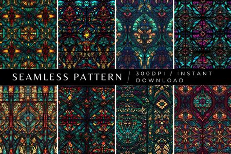 Gothic Stained Glass Seamless Patterns Graphic by Inknfolly · Creative ...