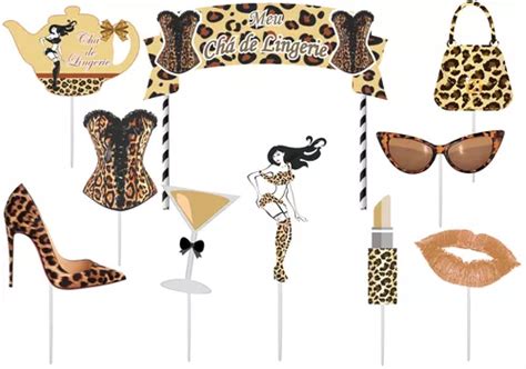 Topo De Bolo Chá De Lingerie Onça oncinha 10 Peças Parcelamento sem juros