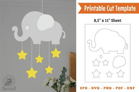 Cute Elephant Printable Cut Template Papercut