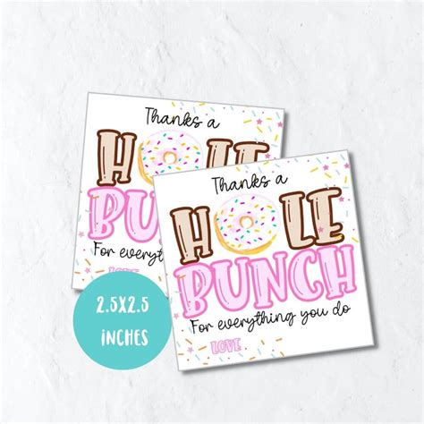 Donut Teacher Appreciation Gift Tag Printable Thanks A Hole Etsy