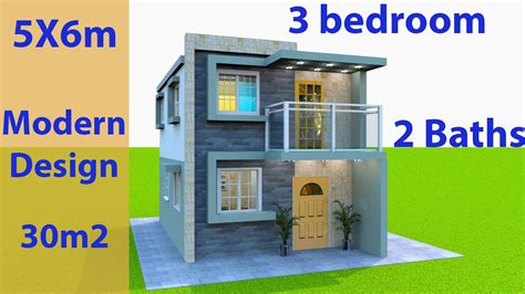 5x6m Modern House Design With 3 Bedrooms 30m2 Youtube