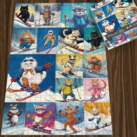 Skiing Cat Jigsaw Puzzle 1000 Pieces – Pickforu Puzzle