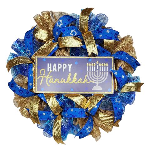 Happy Hanukkah Wreath Hanukkah Wreath Hanukkah Decor Hanukkah Front