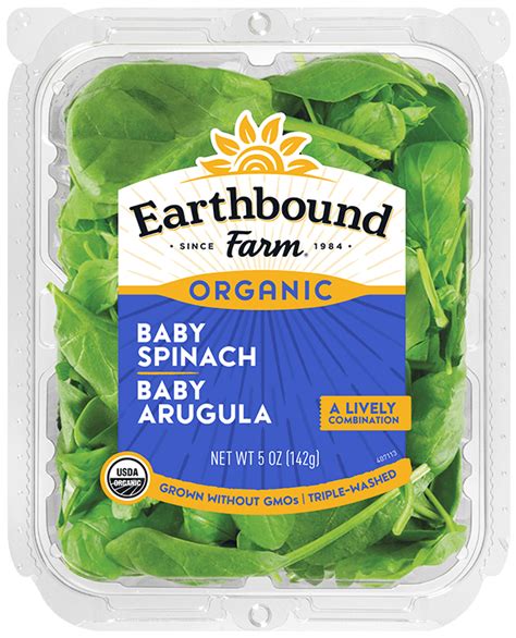 Fresh Organic Baby Spinach Baby Arugula Earthbound Farm