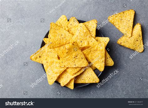 Nachos Chips Bowl Grey Stone Background Stock Photo 611482877 | Shutterstock