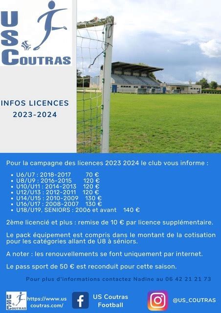 Infos Licences 2023 2024 Us Coutras