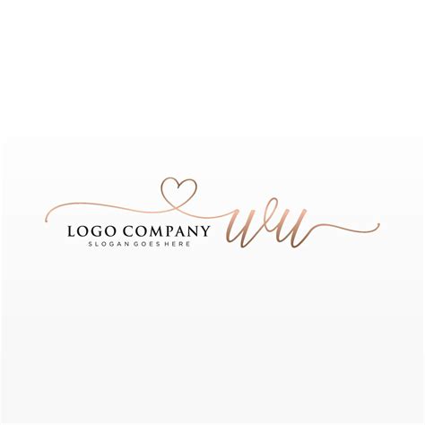 Initial Wu Feminine Logo Collections Template Handwriting Logo Of