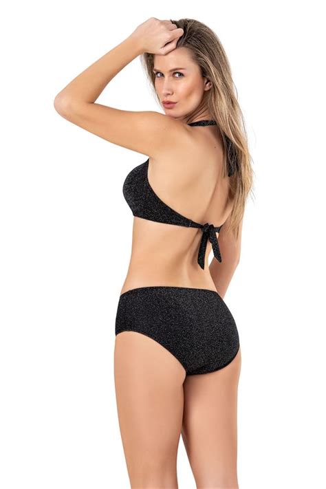 Endeep Kadın Siyah Simli Bikini Takımı