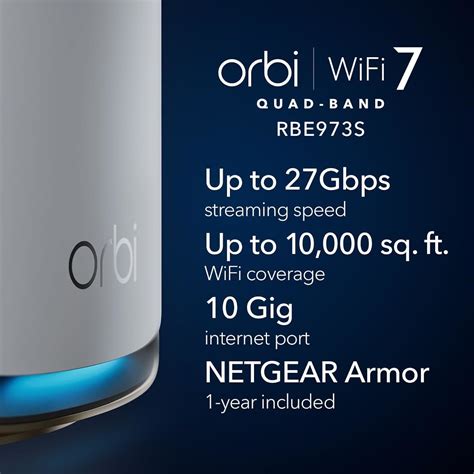 Orbi 970 Series Quad Band Wifi 7 Mesh Network System Rbe973s Router