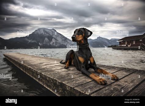 Lying Doberman Pinscher Stock Photo Alamy