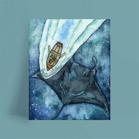 Manta Ray Art Manta Ray Painting Manta Ray Watercolor | Etsy