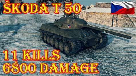 Škoda T 50 11 Kills 6800 Damage Winter Himmelsdorf World of Tanks