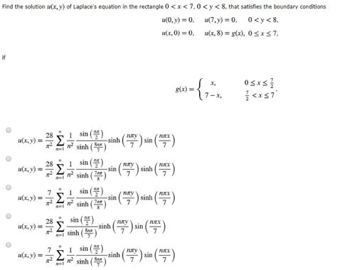 Solved Find The Solution U X Y Of Laplace S Equation In The Chegg