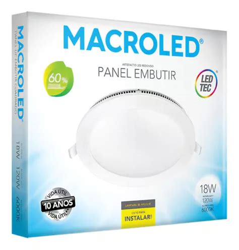 Panel Embutir Led Redondo 18w 220v Luz fría Macroled Per18 MercadoLibre