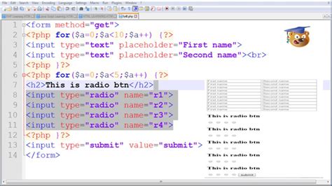 Multipule Text Box And Radio Button Using For Loop One Code In Php And