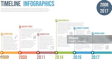 회사연혁 인포그래픽 타임라인에 대한 스톡 벡터 아트 및 기타 이미지 타임라인 역사 수평 구성 Istock