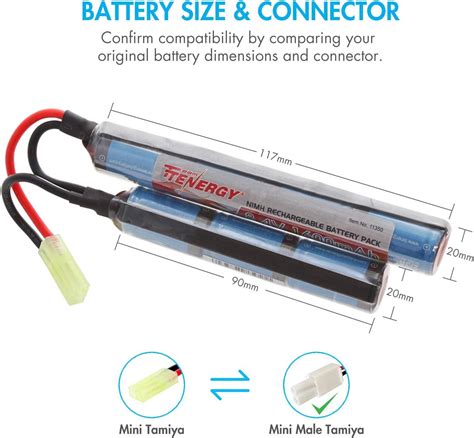 Tenergy V Airsoft Battery Mah Nimh Nunchuck Battery W Mini