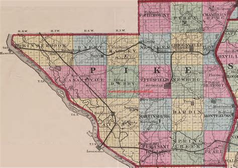 Pike County, Illinois 1870 Map | Pike county, Map, County map