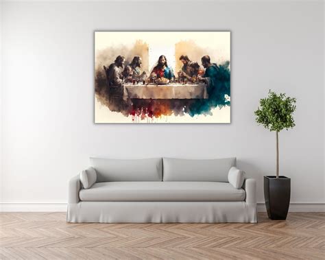 Colorful Last Supper Wall Art Digital Wall Art Water Color - Etsy