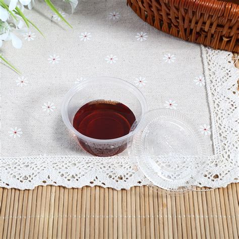 Ashata Sauce Cup Plastic4 Sizes 50pcs Disposable Plastic Clear Sauce Chutney Cups Boxes With