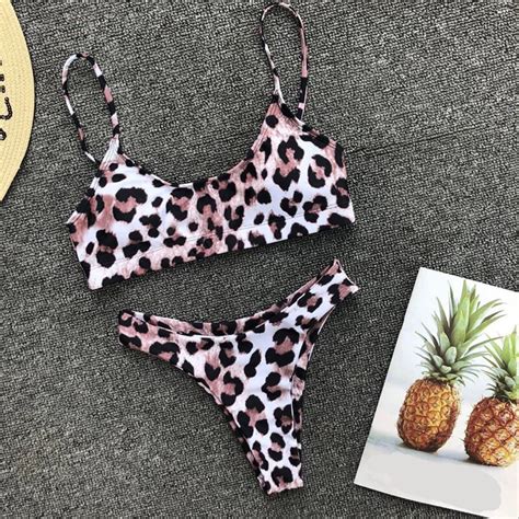 Sexy Leopard Bikinis Micro Bikini Set Push Up Thong Biquini High Cut Swimwear Women Mini