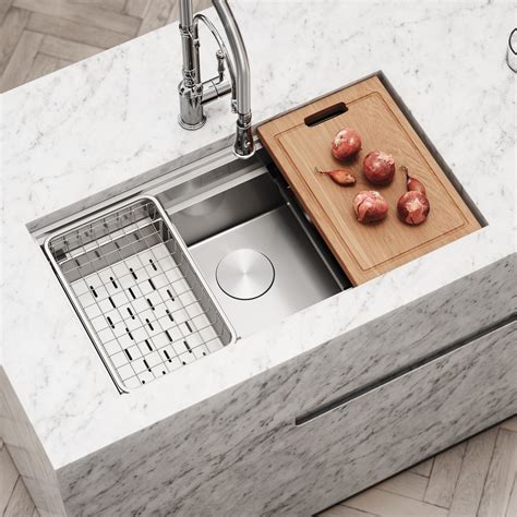 Cullinan Brushed Stainless Undermount Workstation Sink Mm Lusso