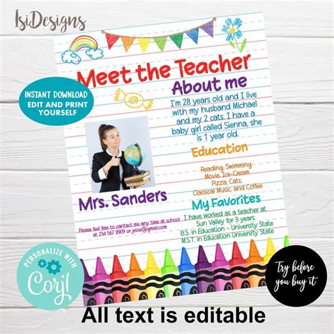 Meet The Teacher Editable Flyer Back To School Open House Teacher