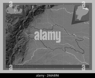 Sucumbios Province Of Ecuador Grayscale Elevation Map With Lakes And
