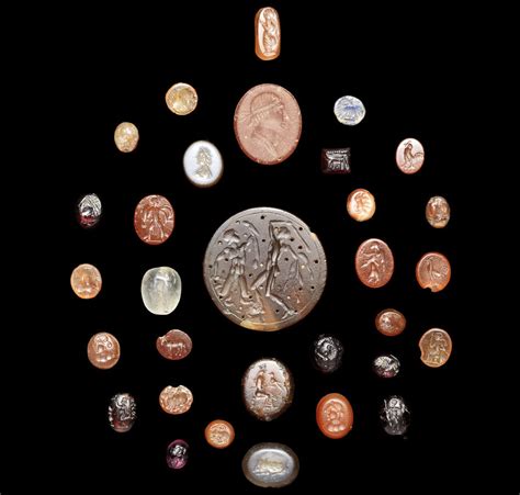 Twelve Roman Hardstone Intaglios Circa 1st 3rd Century A D Stone