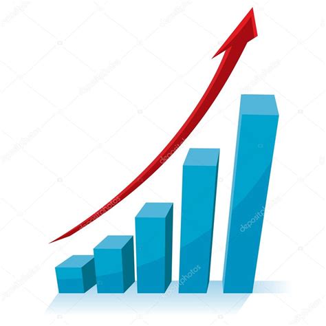 Business Growth Concept 3d Chart Graph With Red Arrow Pointing Up