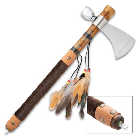 19 Native American Tomahawk Replica Hatchet Peace Pipe With Functional