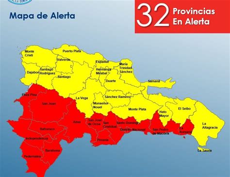 COE Coloca 14 Provincias En Alerta En Roja Y 18 En Amarilla Por La