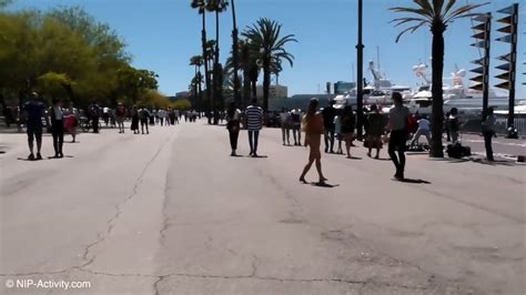 Beautiful White Girl Walking Around Barcelona Naked Finally