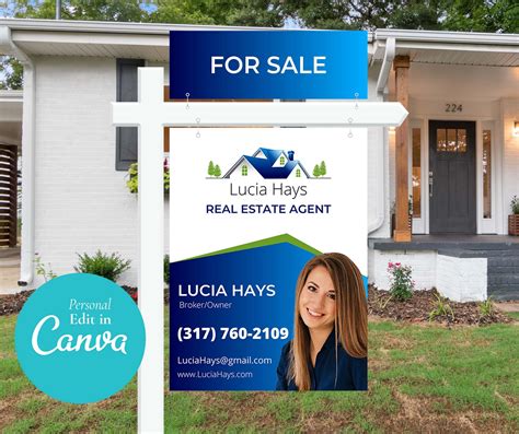 Real Estate Yard Sign Template 18x24 Canva For Sale Sign Etsy