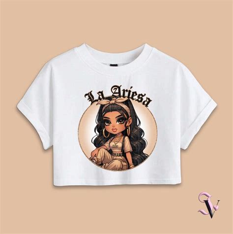 La Ariesa Chicana Chola Zodiac Chibi Style Latina Shirt PNG For DTF Iron On Print Sublimation