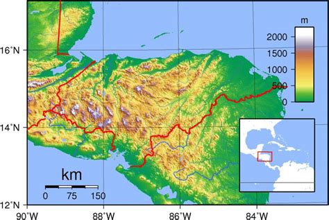 Honduras topographic map - Map of Honduras topographic (Central America ...