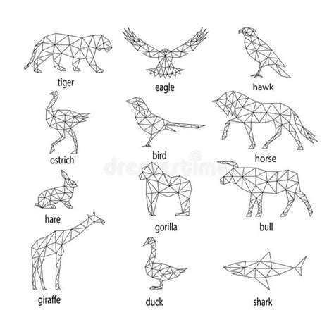 Different Geometric Animals And Their Names In The Form Of Polygonics