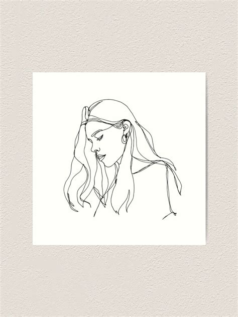 One Line Art Girls Women Sad Line Drawing Continuous Line Art Print