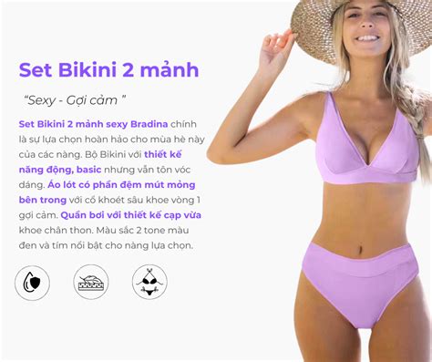 Set đồ bơi nữ Bikini 2 mảnh sexy Bradina khoét ngực quần cạp cao gợi cảm BKN11 Tím