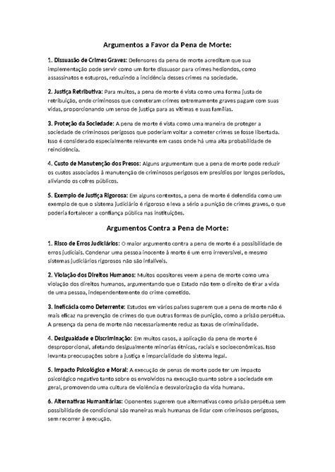 Argumentos a Favor e Contra da Pena de Morte: Uma Análise Completa ...