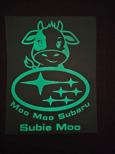 Glow In The Dark Subie Moo Moo Subaru Car Decal Free Ship Etsy