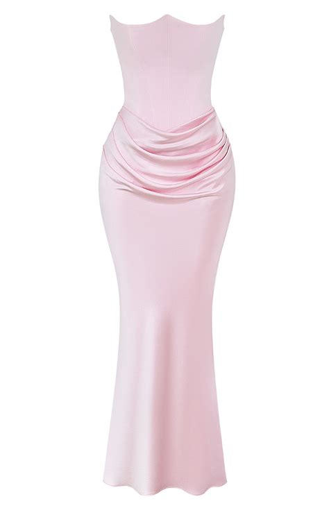 Strapless Studded Corset Maxi Dress Pink - Luxe Maxi Dresses and Luxe