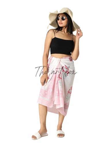 Orange Printed Versatile Beach Sarong Wrap Breathable Cotton Bikini Coverup At Rs Piece In