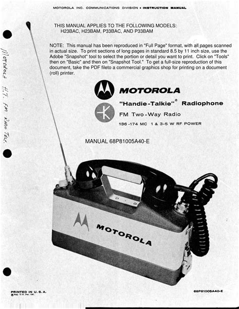 MOTOROLA TWO WAY RADIO MANUAL Pdf Download | ManualsLib